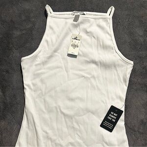 Express White Ribbed Bodysuit